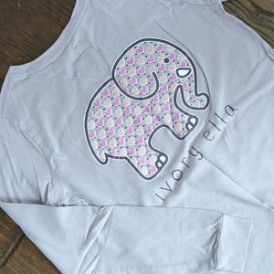 IVORY ELLA I Perfect Fit Purple Puffed Heart Valentine's Day Long Sleeve Top, S